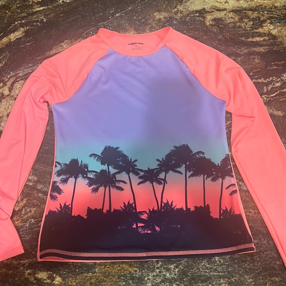 Lands End Long Sleeve Swim Shirt - Girls Size 12